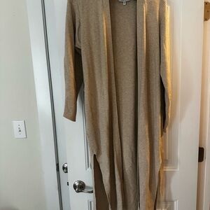 Aritzia Tan Open-Front Cardigan Sweater